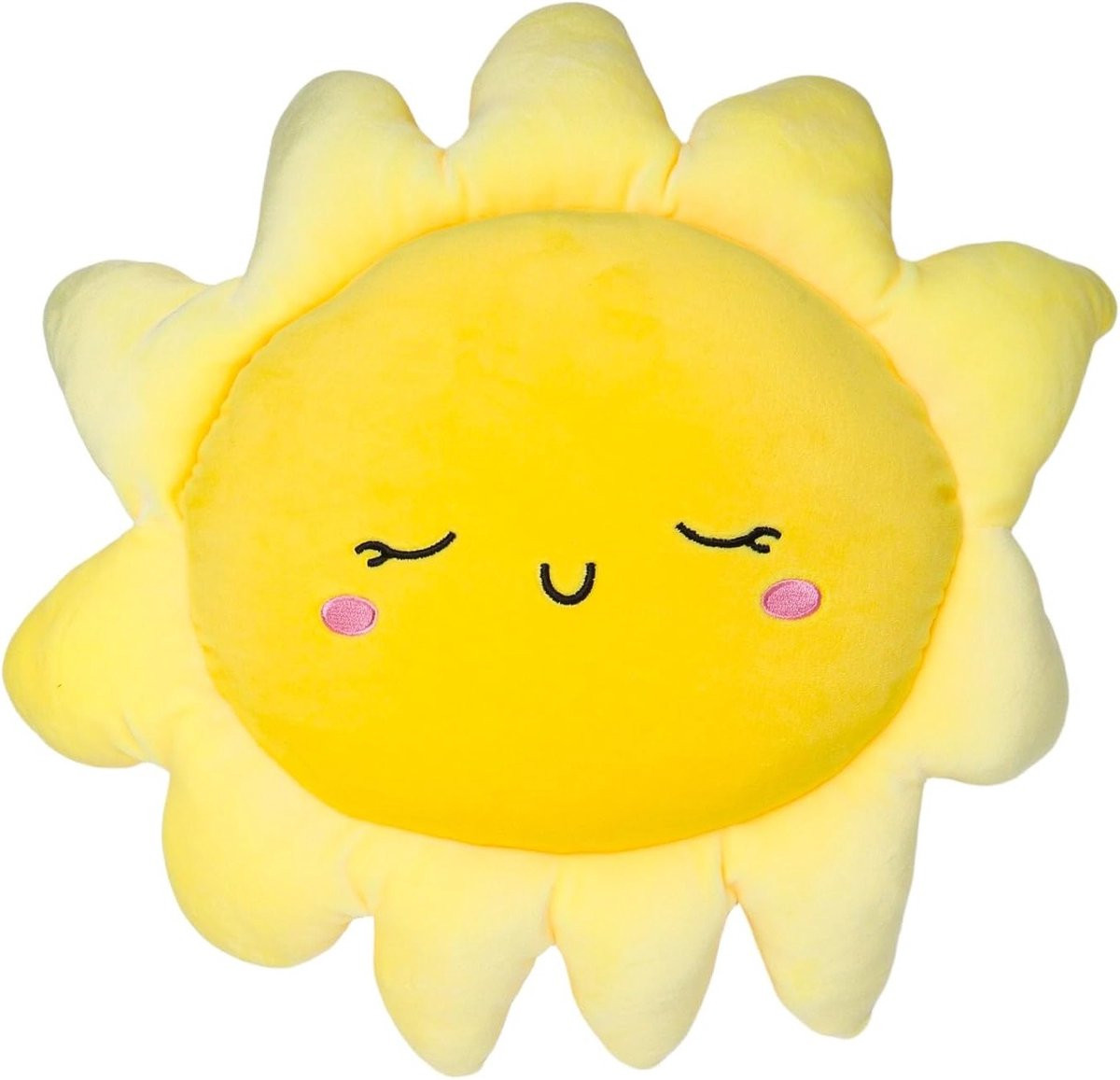 Zonnekussen Pluche Decoratief Knuffelkussen Zonnegeel - 45 cm