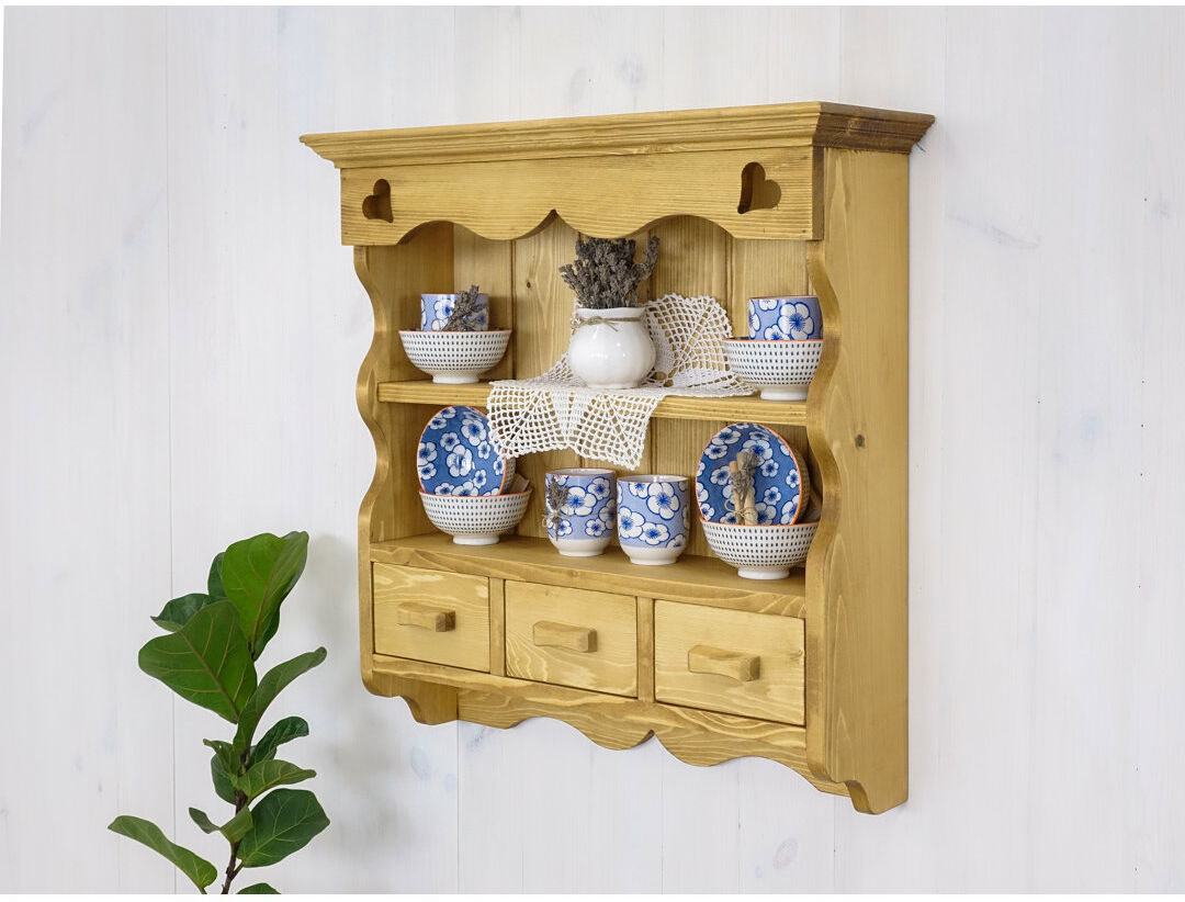 Union Rustic Dambrosio 2 Piece Spruce Solid Wood Tiered Shelf with Drawer 65cm H X 64cm W X 20cm D