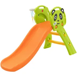 KINDERRUTSCHE 2 in 1 Kleinkinderrutsche mit Basketballkorb Grün-Orange