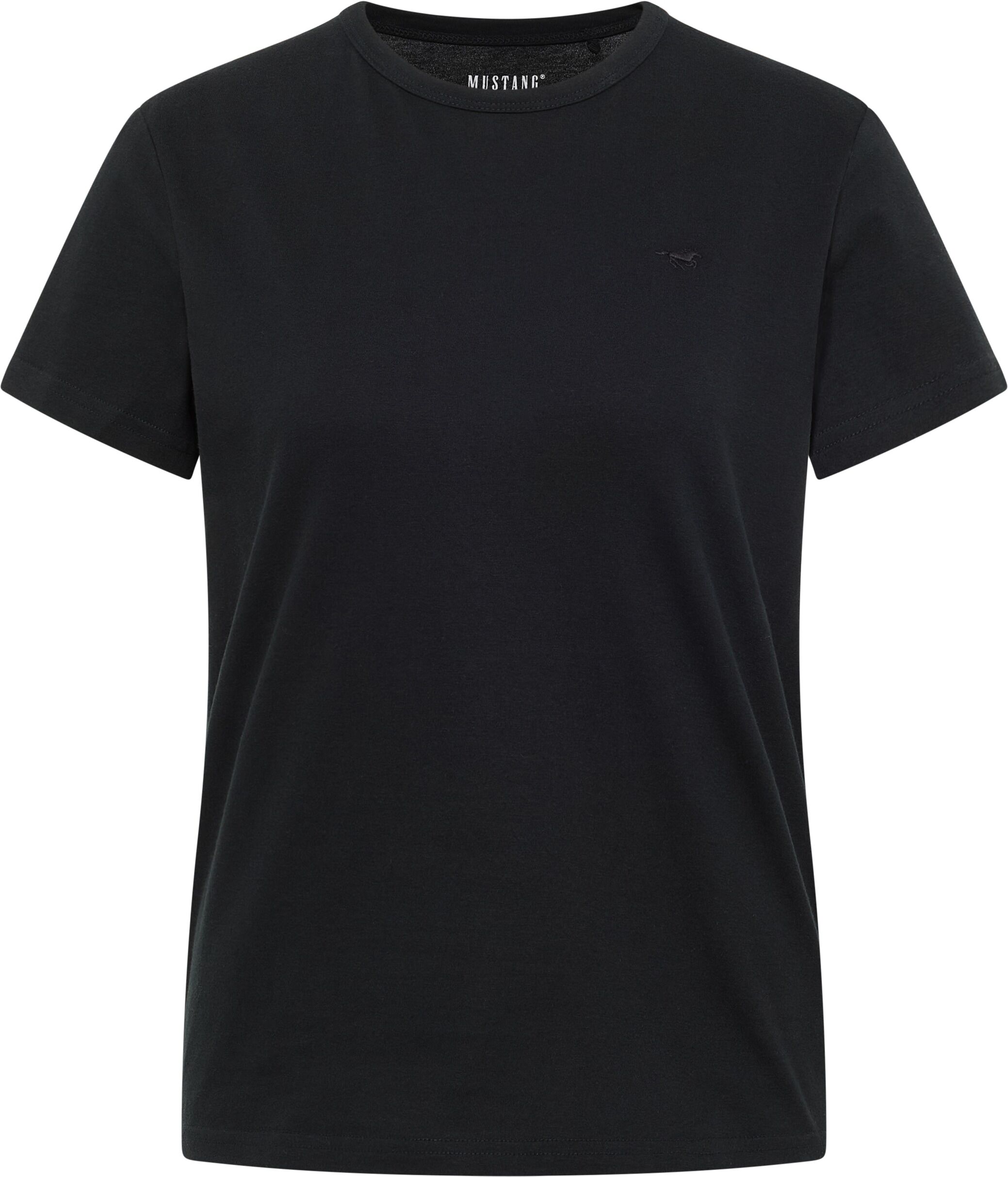 Kurzarmshirt MUSTANG "Damen Style Ada", Damen, Gr. S, schwarz, Jersey, 100% Baumwolle, Rundhals, Shirts Kurzarmshirt schwarz S