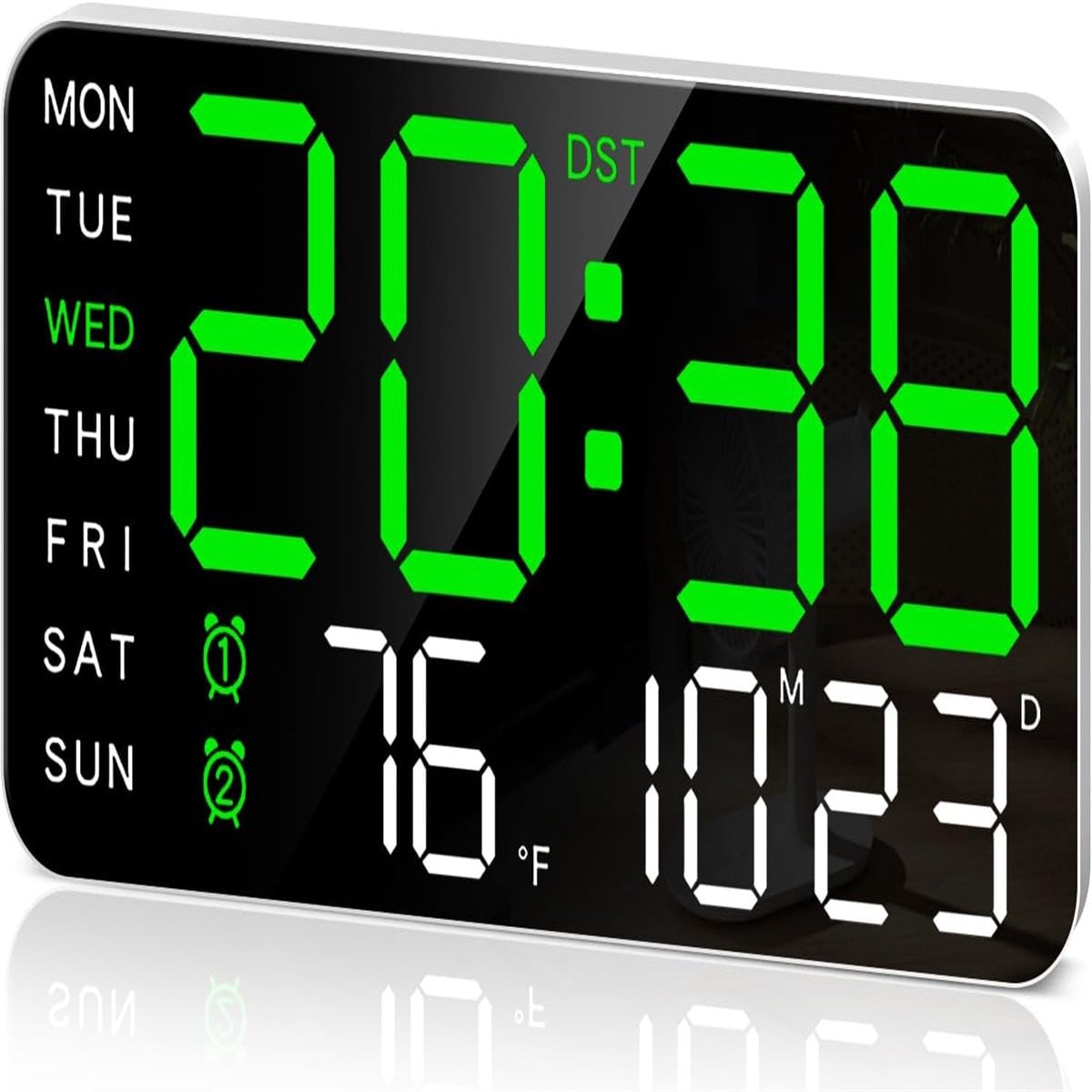 Carmdering Grote Digitale Wandklok met LED Wekker en Automatische Helderheidsaanpassing