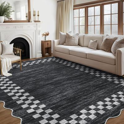 Garvee Scallop Check Washable Soft Area Rug