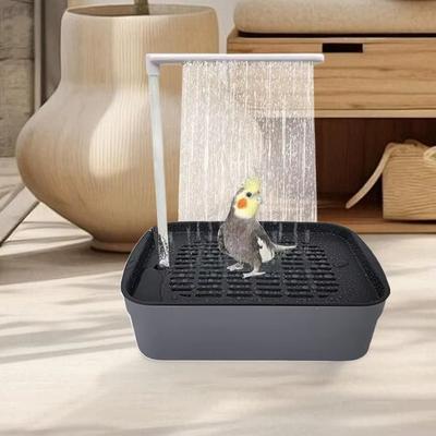 Friendly Fresh Finds USB Electric Shower Box For Small Pets Lovebird Cockatiel Ferret Automatic Running Water Bird Bathtub white