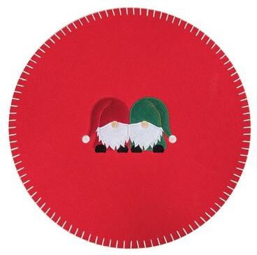 C&F Home Naughty / Nice Gnome Felt Round Placemat Set of 6