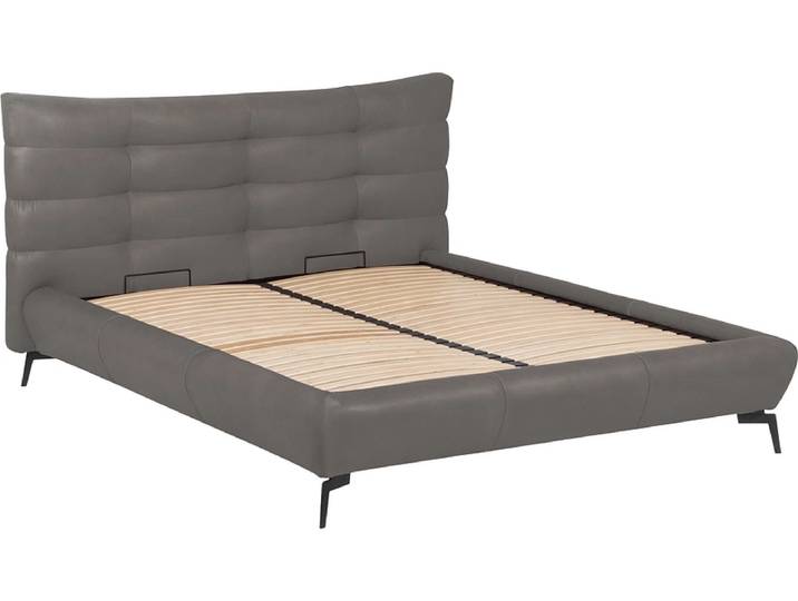 Bett WILLOW 160x200cm echtleder hellgrau