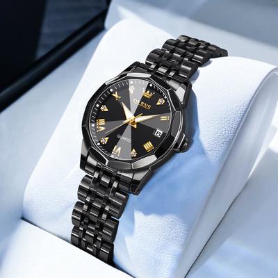 Youfap Market Elegant Original Luxury Ladies Quartz Wristwatch, Fashion Golden Watch For Women, Waterproof Stainless Steel Watch black