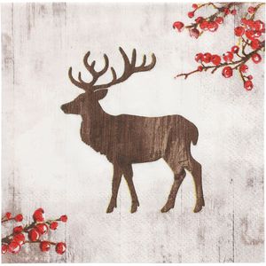Papstar Servietten 37223 X-Mas Deer, 25 x 25 cm, 1/4-Falz, 3-lagig, 20 Stück