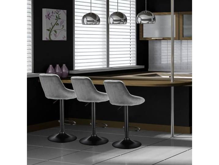 Tabourets de bar - SUPFINE - Lot de 4 - Gris clair - Design scandinave