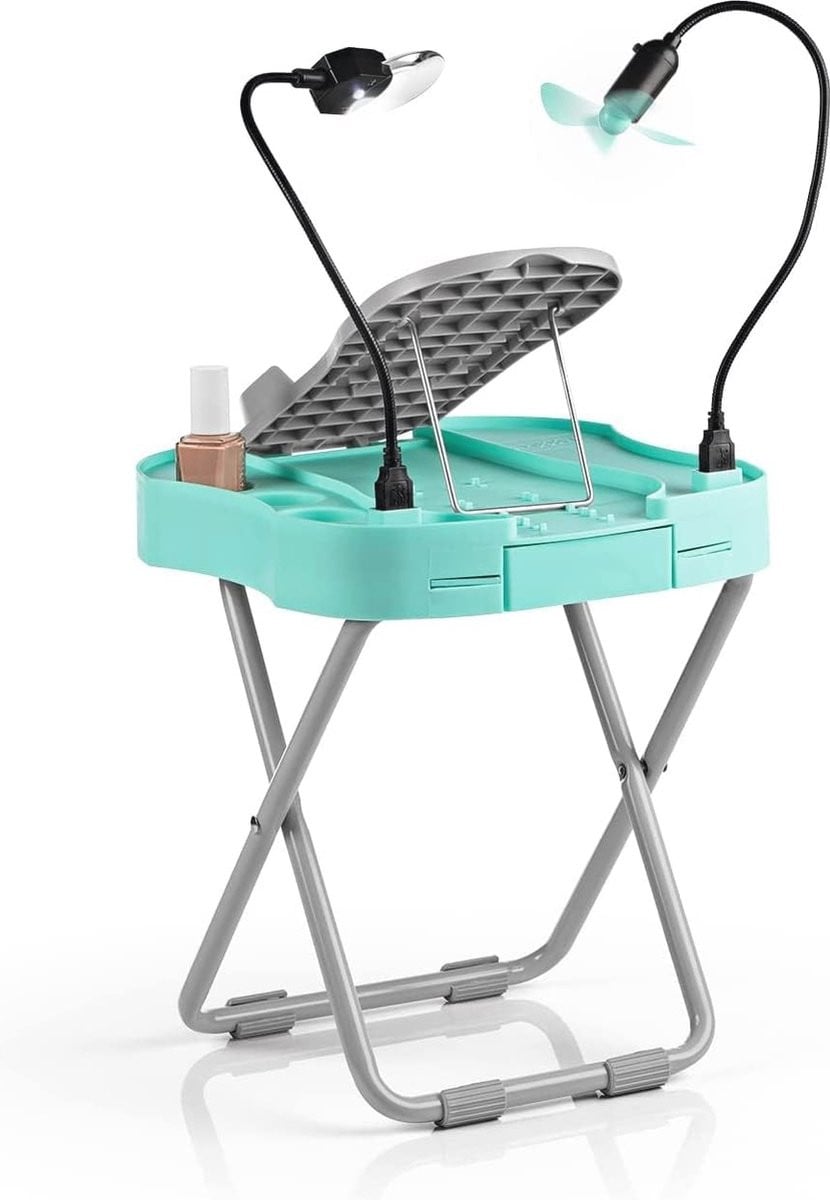 Voetsteun voor Pedicure met LED Licht en Droogventilator - Verstelbare Antislip Voetensteun met Opslag