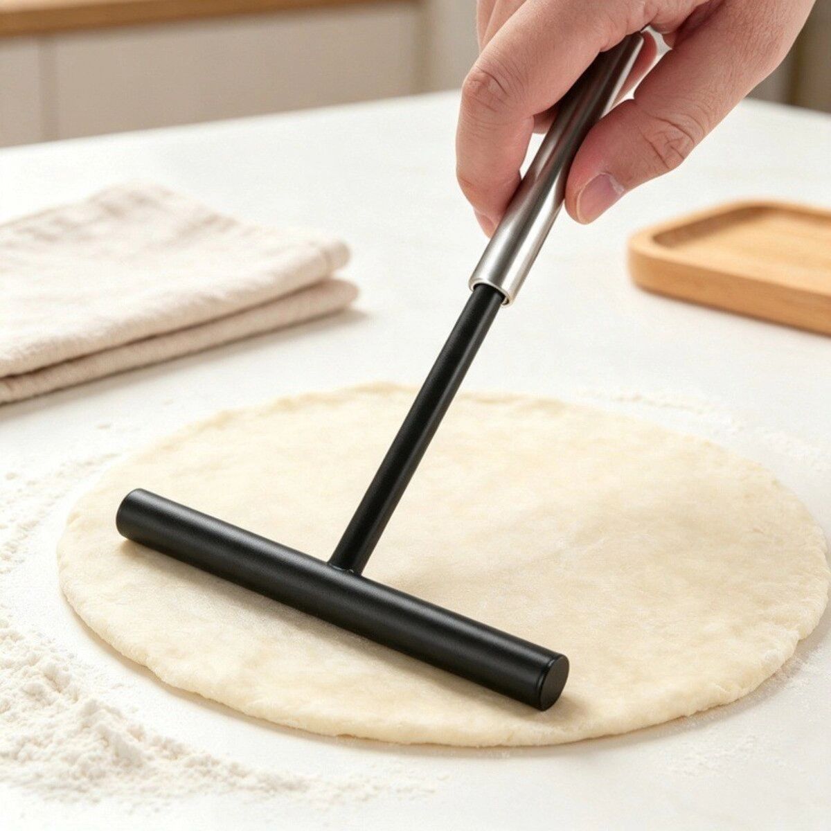 INF Schwarzer 304 Edelstahl Pfannkuchenwender mit Antihaftbeschichtung – Flacher Spatel für Crêpes, Eier und Grillplatten