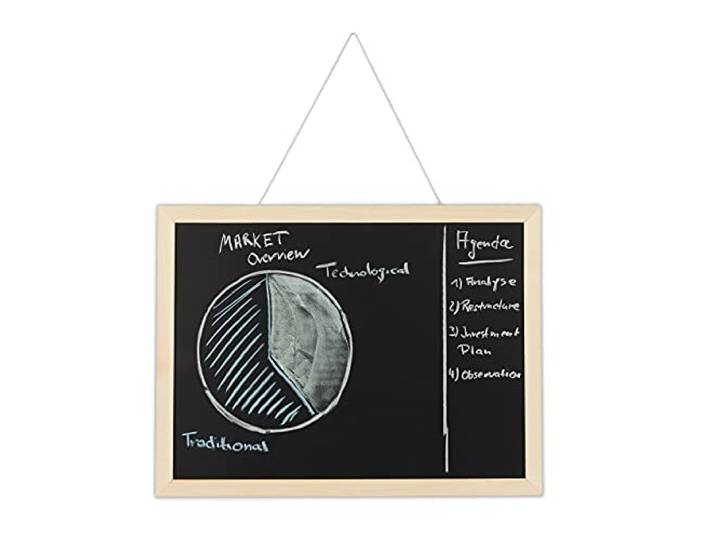 Relaxdays Tableau Craie avec Cadre en Bois\, Lavable\, pour Bureau\,Pense bête à accrocher au Mur\, 30 x 40 cm\, Noir