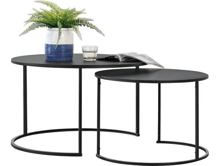 Couchtischset Korenica Couchtische im 2er Set Beistelltisch-Set Wohnzimmertische Sofatisch max. 20-20 kg Eisen Schwarz