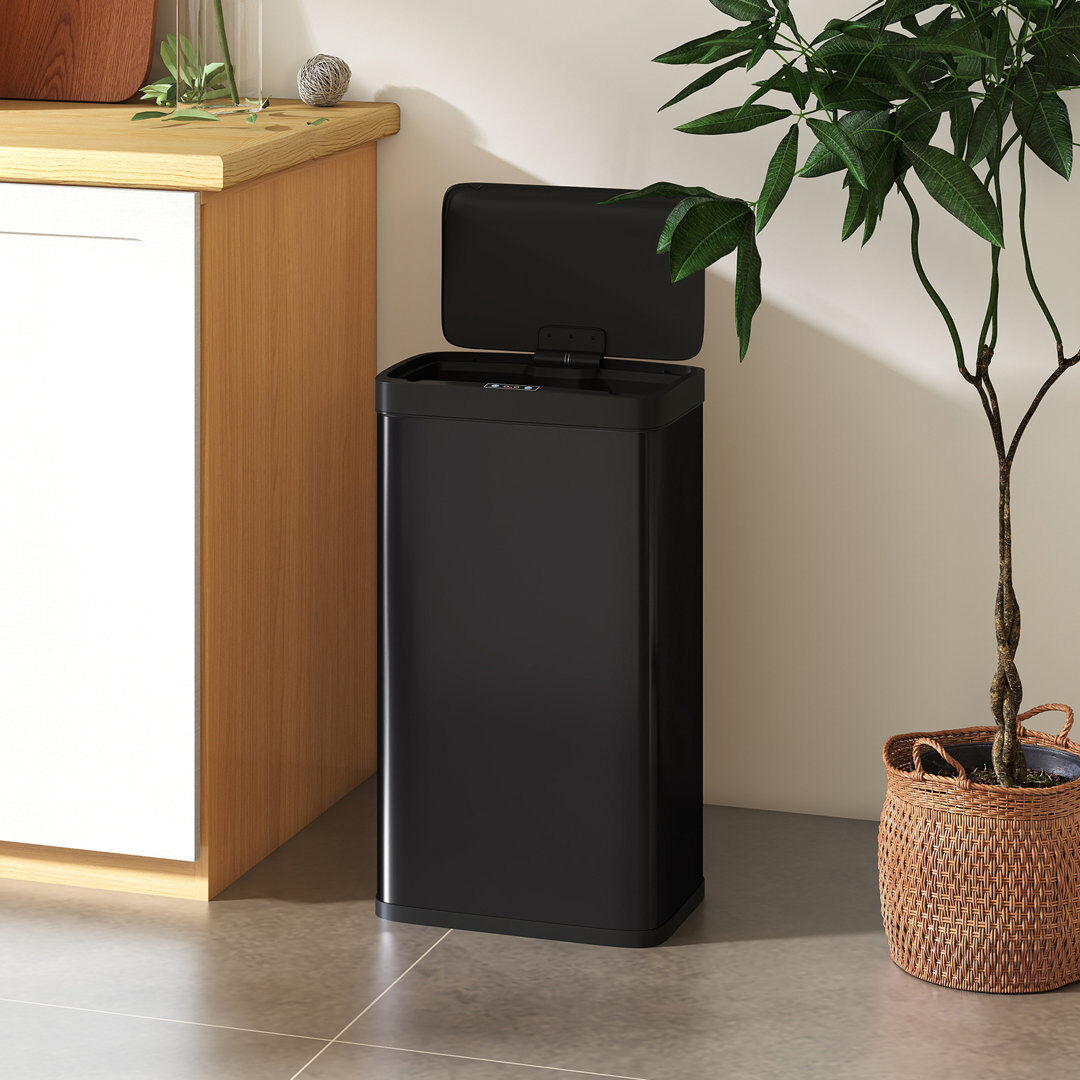 HOMCOM 45L Sensor Bin, Stainless Steel Kitchen Bin with Automatic Close Black 45L