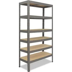 shelfplaza PRO 180x80x50 cm Schwerlastregal in grau mit 6 Böden und 166 kg Traglast pro Boden