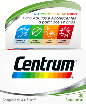 Suplemento Vitaminas Centrum Jovens e Adultos 30 comprimidos
