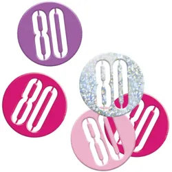 Konfetti rosa & silber Zahl 80