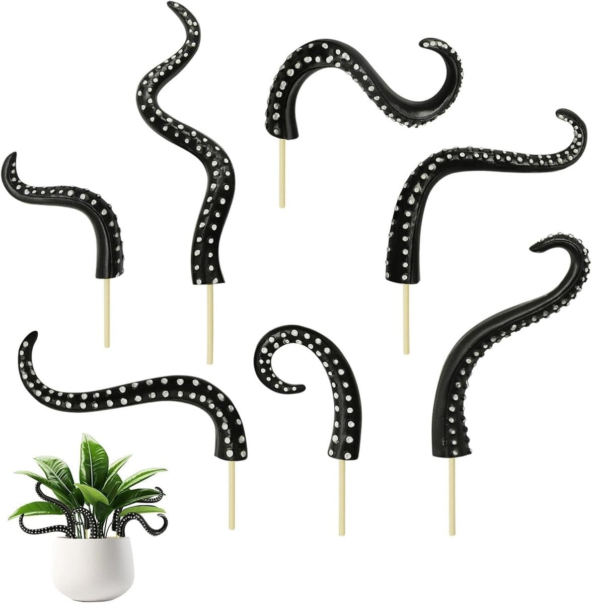 Zwarte octopus tentakel plantensteunen voor decoratie en sfeervolle verlichting
