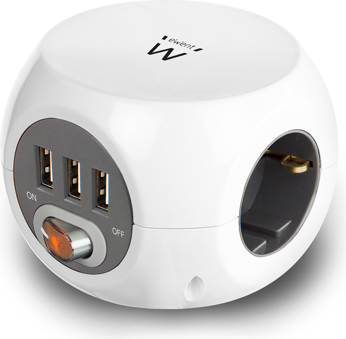 Ewent EW3939 Kubische stekkerdoos met drie stopcontacten en 3 USB-poorten, 1,5 meter