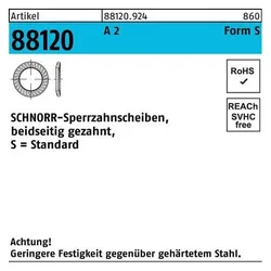 Schnorr, Muttern + Unterlegscheiben, Sperrzahnscheibe R 88120 beidseitig gezahnt S 6 x10 x0,7 A 2