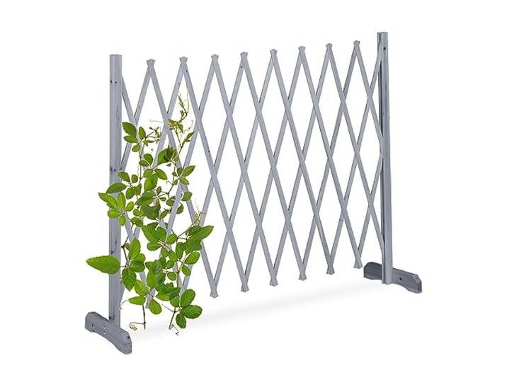 Relaxdays Tuteur à tomates\, en Bois\, Plantes grimpantes\, Non Fixe\, Largeur Extensible Jusqu’à 275 cm\, Jardin\, Gris