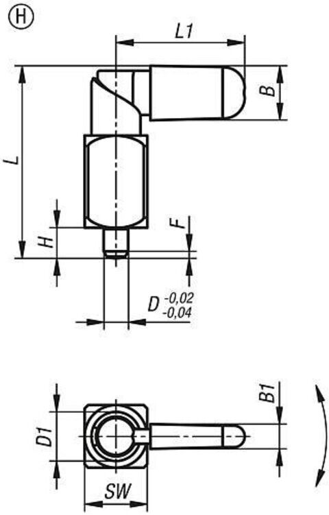KIPP Sperrriegel Vierkant Gr.4 D=12 Edelstahl schweißbar mit Kappe (K2223.111122086)