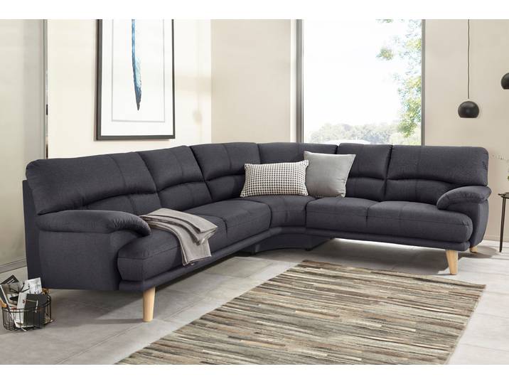 Polsterecke TRENDMANUFAKTUR Cecilia, italienisches Designsprache, modern und komfortabel, L-Form , grau (dunkelgrau), B:280cm H:87cm T:240cm, Sofas, toller Sitzkomfort und bequeme Armlehnen