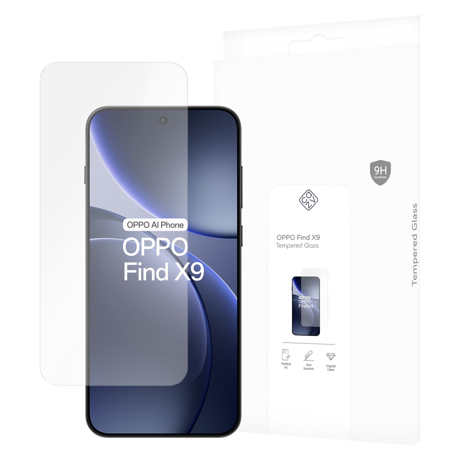 Just in Case Gehärtetes Glas Clear Displayschutzfolie OPPO Find X9 (1 Stk., Oppo Find X9) (MOO2855SG0)