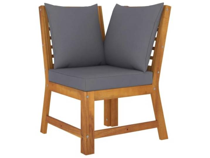 Coespram Modular Ecksofa Massivholz Akazie mit Kissen 60,5x60,5x81 cm Modulares Eckelement aus geöltem Holz mit dunkelgrauen Kissen für Flexibilität im Garten, auf der Terrasse oder am Pool.
