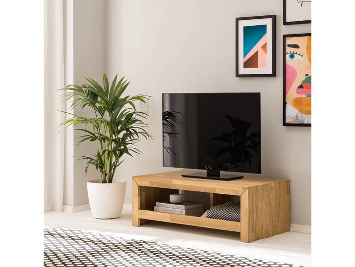 Meuble TV KireaWOOD Chêne massif huilé Marron/Chêne 100cm