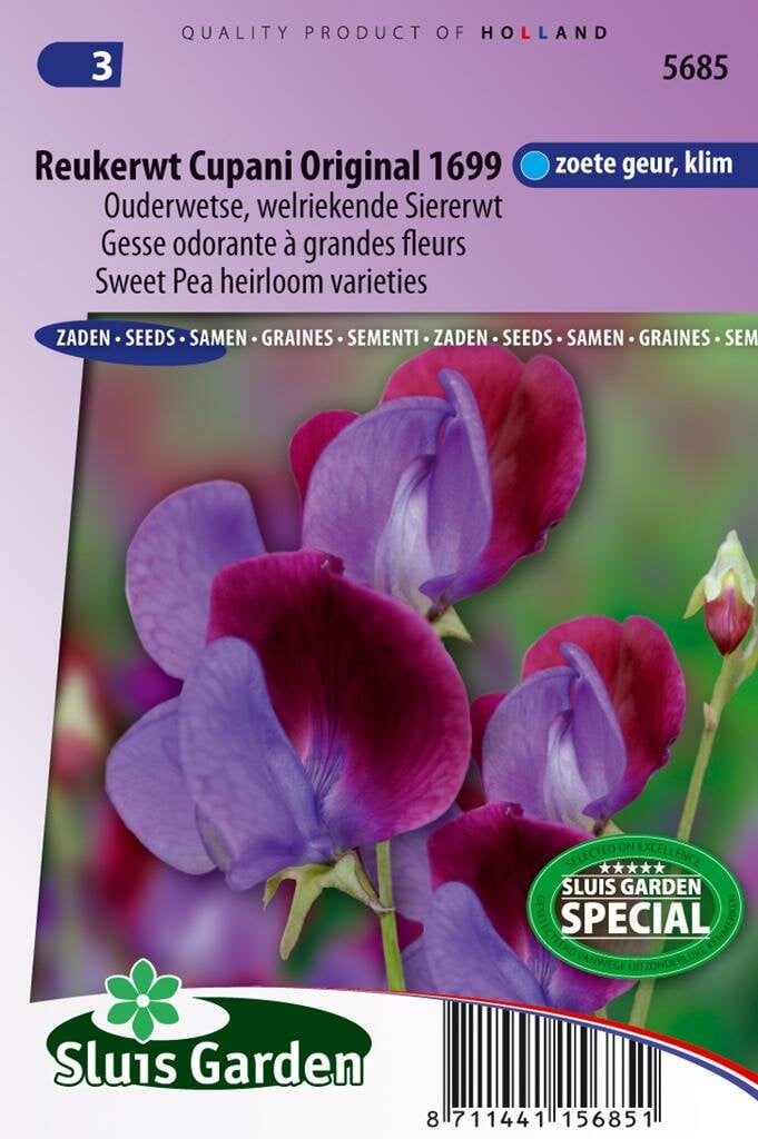 Sluis Garden Lathyrus Odoratus zaden Cupanis Original 1699 reukerwt