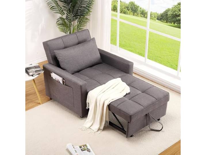 GarveeMore 3‑in‑1 Schlafsessel‑Bett Leinen, verstellbar mit Tasche