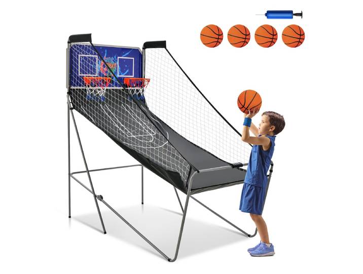 Binnen Elektronische Basketbal Spel Schieten Machine Elektronische Automatische Score Incl. 4 Ballen Donkerblauw + Zwart