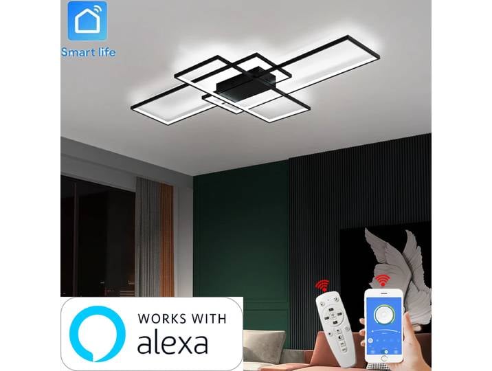 Alexa Smart Home plafond moderne à LEDs lumières pour salon chambre lustre LED plafonnier blanc/noir LED plafonnier luminaire
