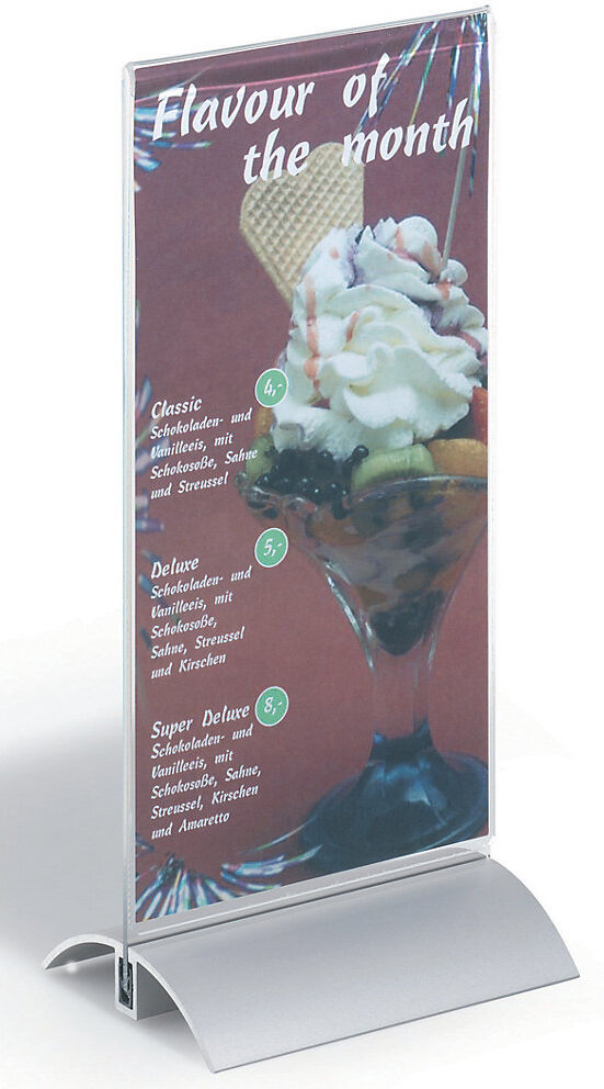 Tischaufsteller, Acryl mit Aluminiumfuß, 1/3 DIN A4, HxBxT 237 x 107 x 85 mm, VE 6 Stk DURABLE