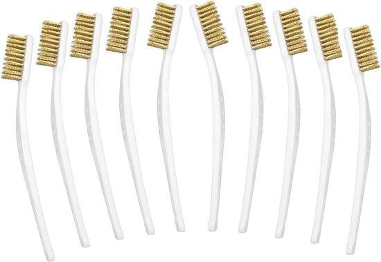 Set van 10 veelzijdige reinigingsborstels van metaal en plastic in het wit
