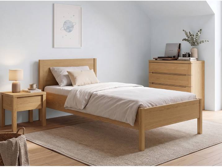 Kinder- und Jugendbett „Flora“ Eichenbett Hell 80 x 200 cm Massivholz Eiche Hell