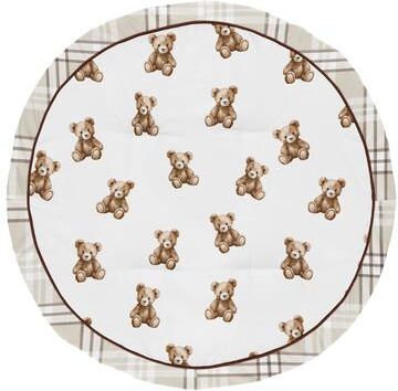 Sweet Jojo Designs Boho Teddy Bear Boy, Girl, Gender Neutral Baby Tummy Time Playmat - Taupe Plaid & Brown, Watercolor, Classic