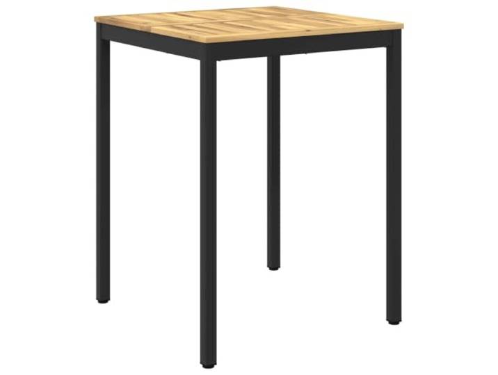 FDSAQOPT Gartenbar-Tisch Weiß und Schwarz 80 x 80,5 x 105 cm Massives Akazienholz, Stahlbeine, duale Nutzung als Bar- und Esstisch, natürliche Holzmaserung, pflegeleicht