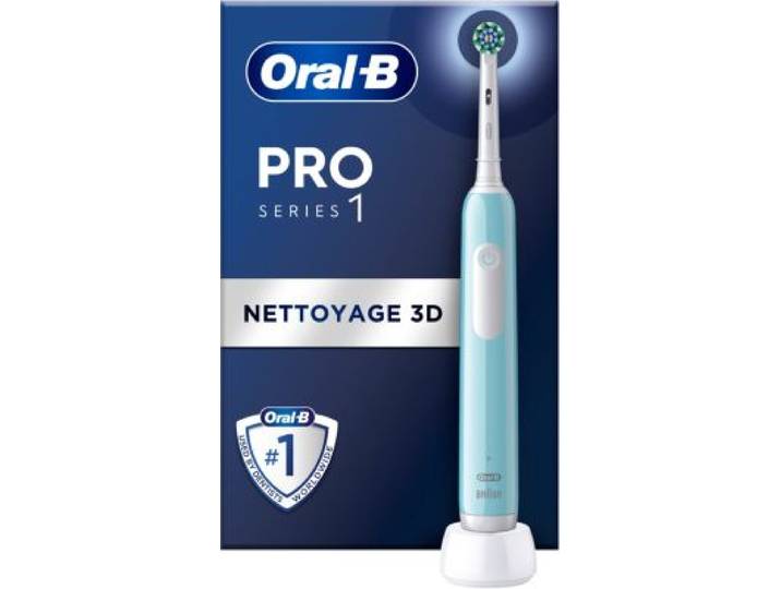 Oral-B - Brosse À Dents Électrique Pro 1 Bleue Cross Action + 1 Brossette