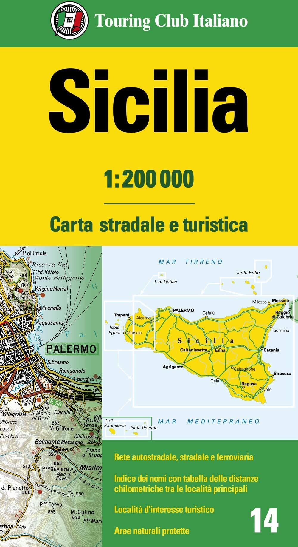 Carte routière n° 14 - Sicile   Touring Club Italiano-1/200 000