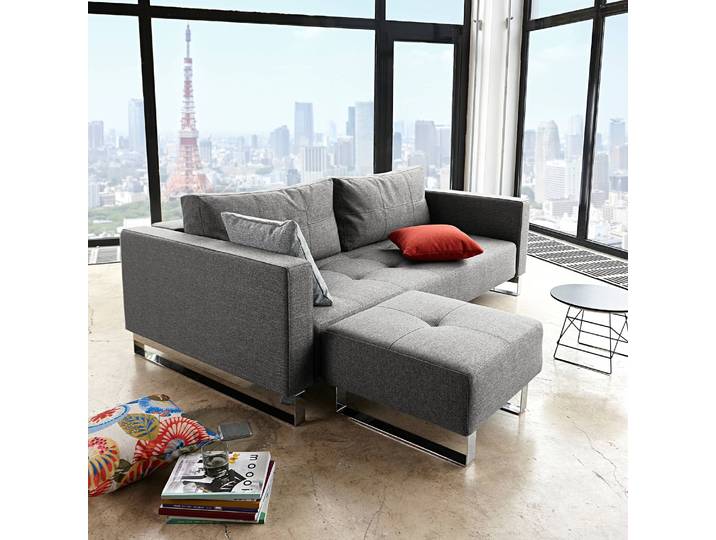 Schlafsofa II Webstoff Grau Stoff Twist 230 x 70 x 115cm Skandi
