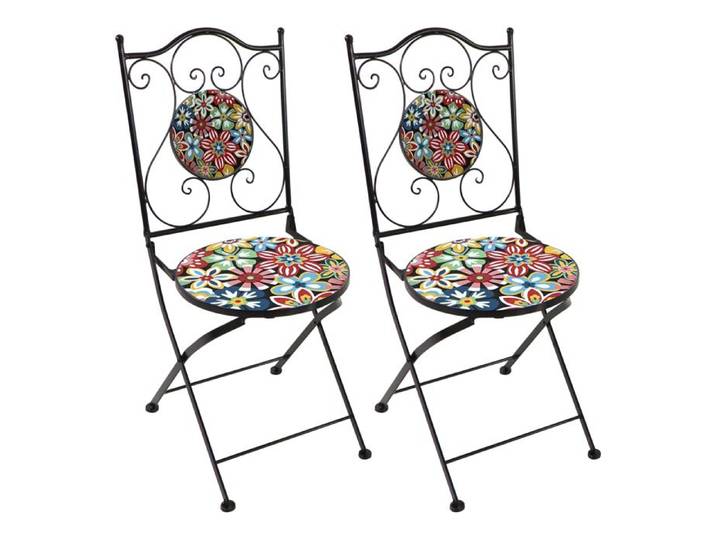 AXI Amélie 2 Chaises Bistrot Pliantes Mosaique Fiesta Flower Assises Style Bistrot Chaises de Jardin pour
