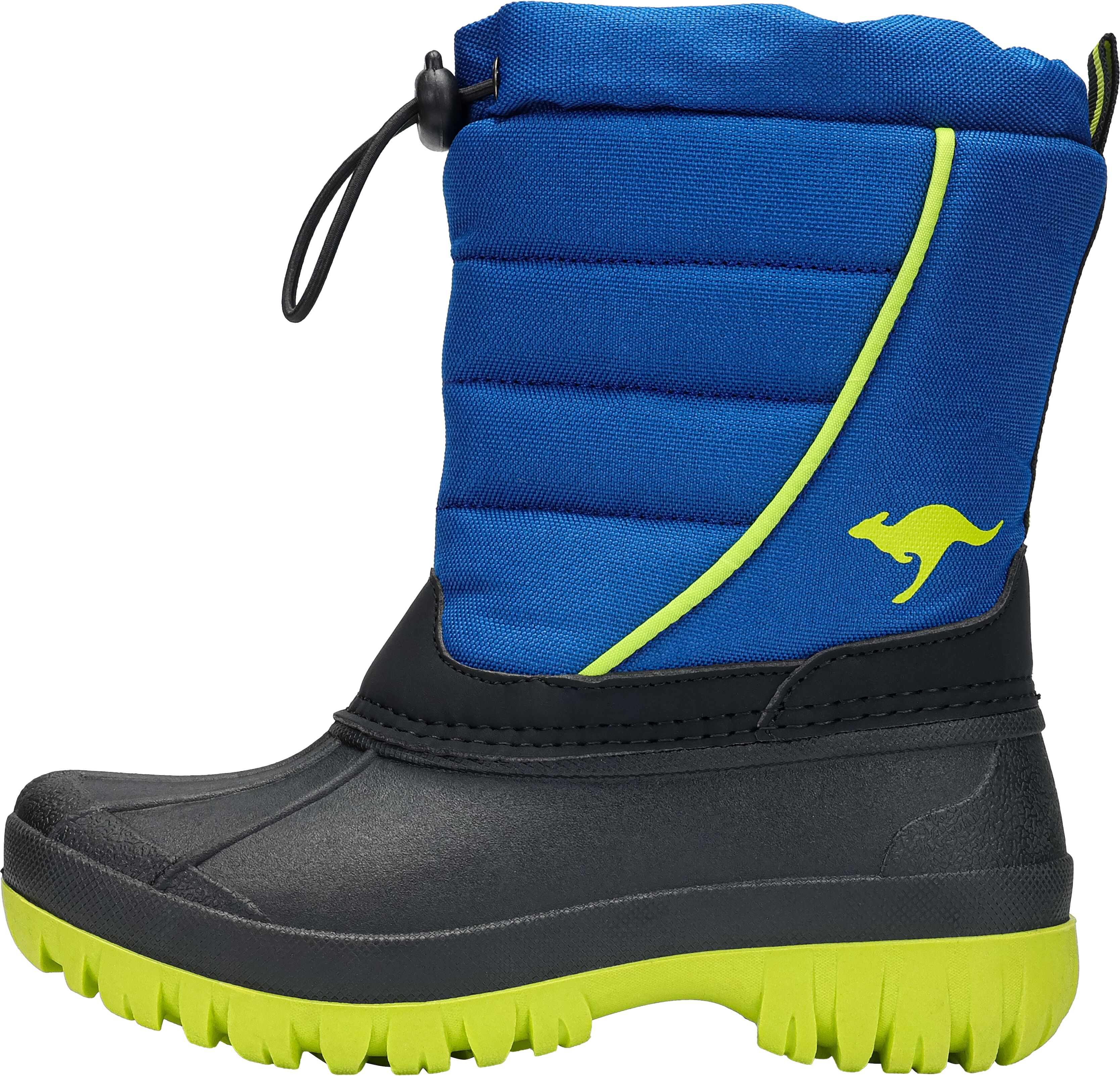 Winterboots KANGAROOS "K-Ben", Jungen, Gr. 30, wasserabweisend, blau (skydiver, limetta), Synthetik, Textil, Schuhe Winterboots, Wasserabweisend,Winterschuhe, Winterstiefel, Snowboots skydiver, limetta 30, wasserabweisend