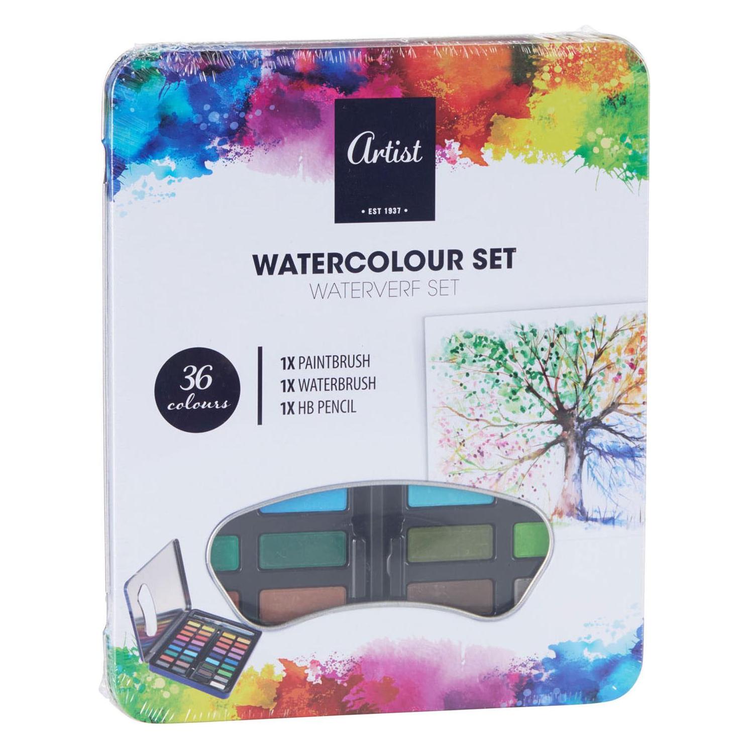 Aquarellset mit Pinsel, 36 Farben (58869243)