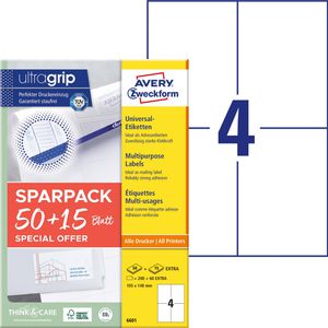 Zweckform Universaletiketten 6601, weiß, 148 x 105mm, 65 Blatt, 260 Stück
