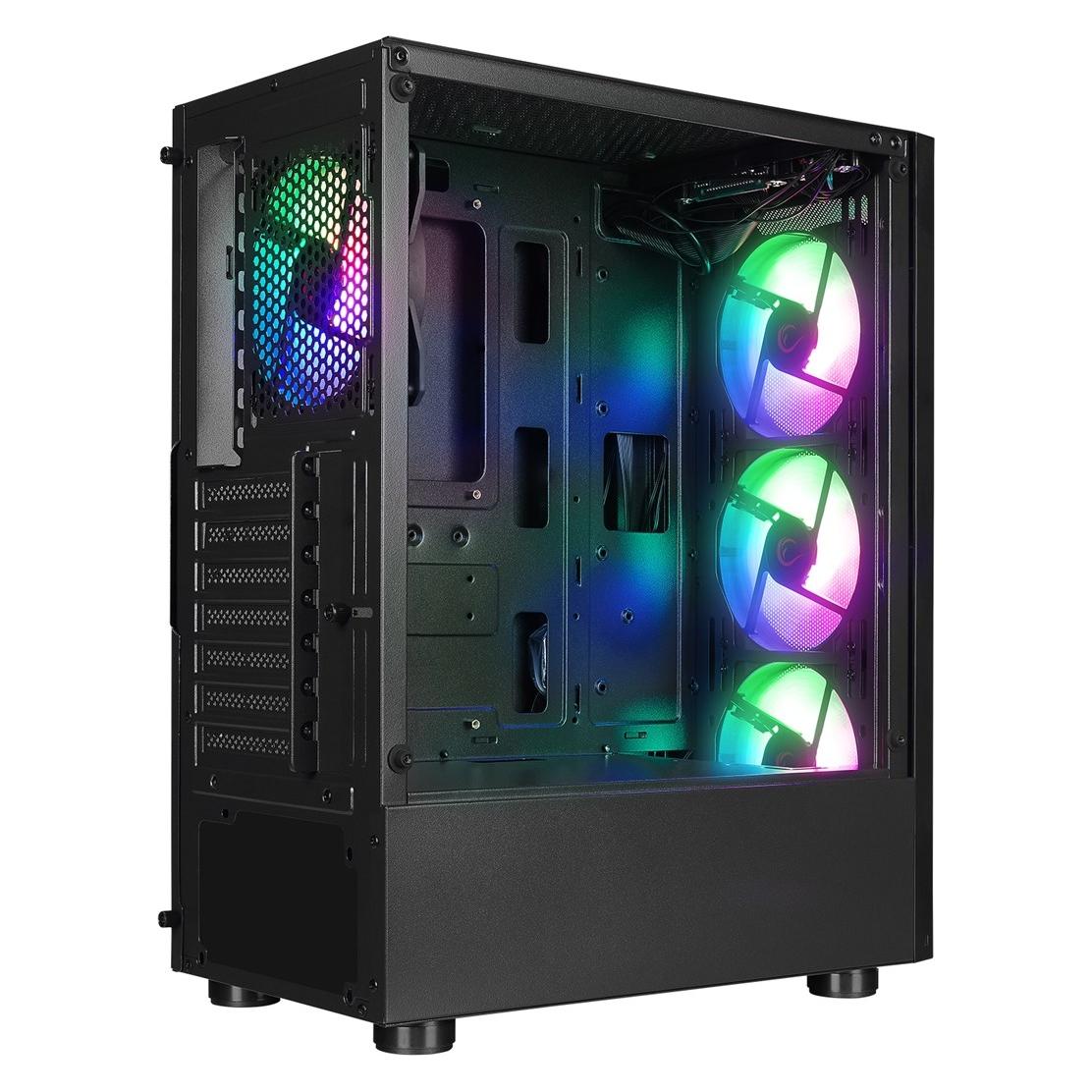 Rampage Számítógépház - SHIVA (fekete ablakos ATX, alsó táp, 4x120mm LED) (ATX) (KOMRAMPSHIVA)