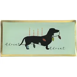 Love Plates Glasteller L Advent Hund mit Lichterkette grün