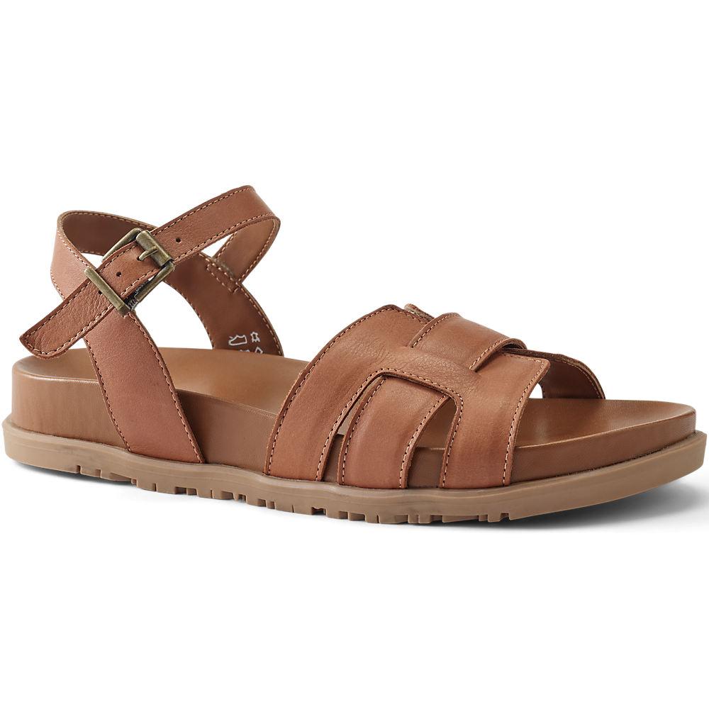Ledersandalen mit Knöchelriemchen für Damen, Damen, size: regular, Beige, Leder, by Lands' End