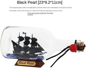 Uplift Treasures Black Pearl Ship In Bottle Decor black Pearl 23cm