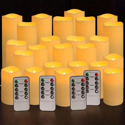 Uplifted Finds 12 Or 24 Pcs Waterproof LED Candles With Remote Timers Battery Flickering Outdoor Lights For Patio Decor 24 Pcs